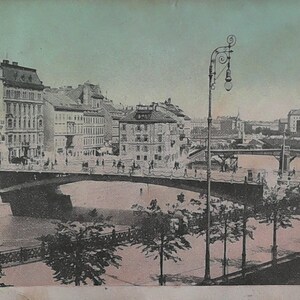 RPPC, pont Marienbruke, centre de Vienne, Autriche, cachet de la poste 1909