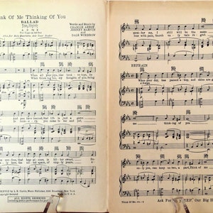 Sheet Music, Think of Me Thinking of You, 1928 image 2