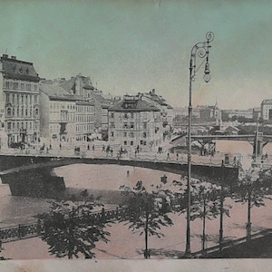 Carte postale, RPPC, Pont Marienbruke, Centre de Vienne, Autriche Cachet de la poste 1909