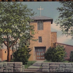 Oudste kerk in de VS, San Miguel Mission, Santa Fe, New Mexico, linnenkaart ca 1925