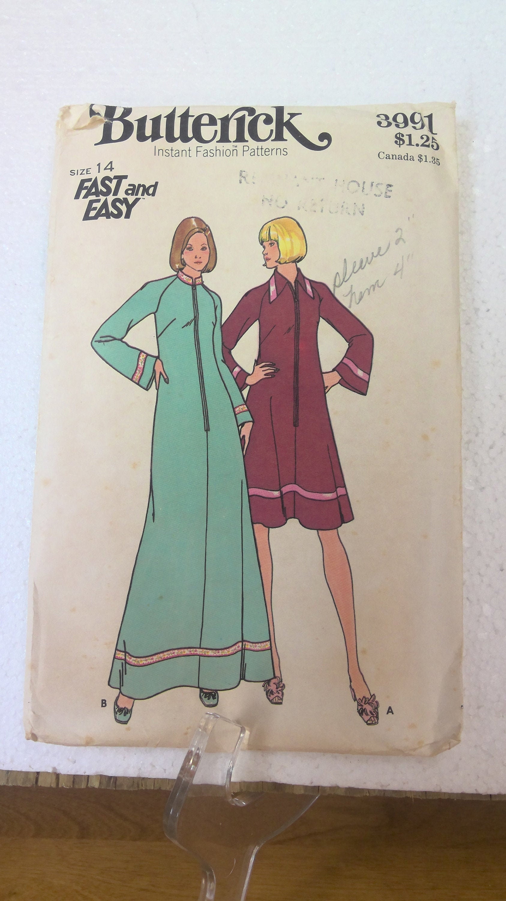 Vintage Robe Sewing Pattern Butterick 3991 for two robes Etsy