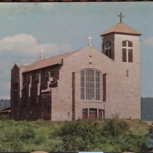 St. Joseph Mission Mescalero-Apache Indian Reservation, Tularosa-Almogordo New Mexico, fotochrome kaart ca 1950