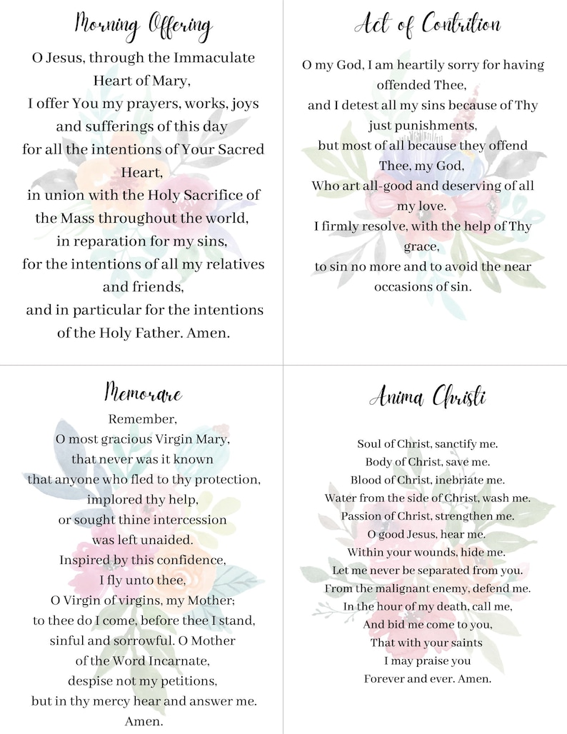 Printable Catholic Prayers Printable Catholic Prayers