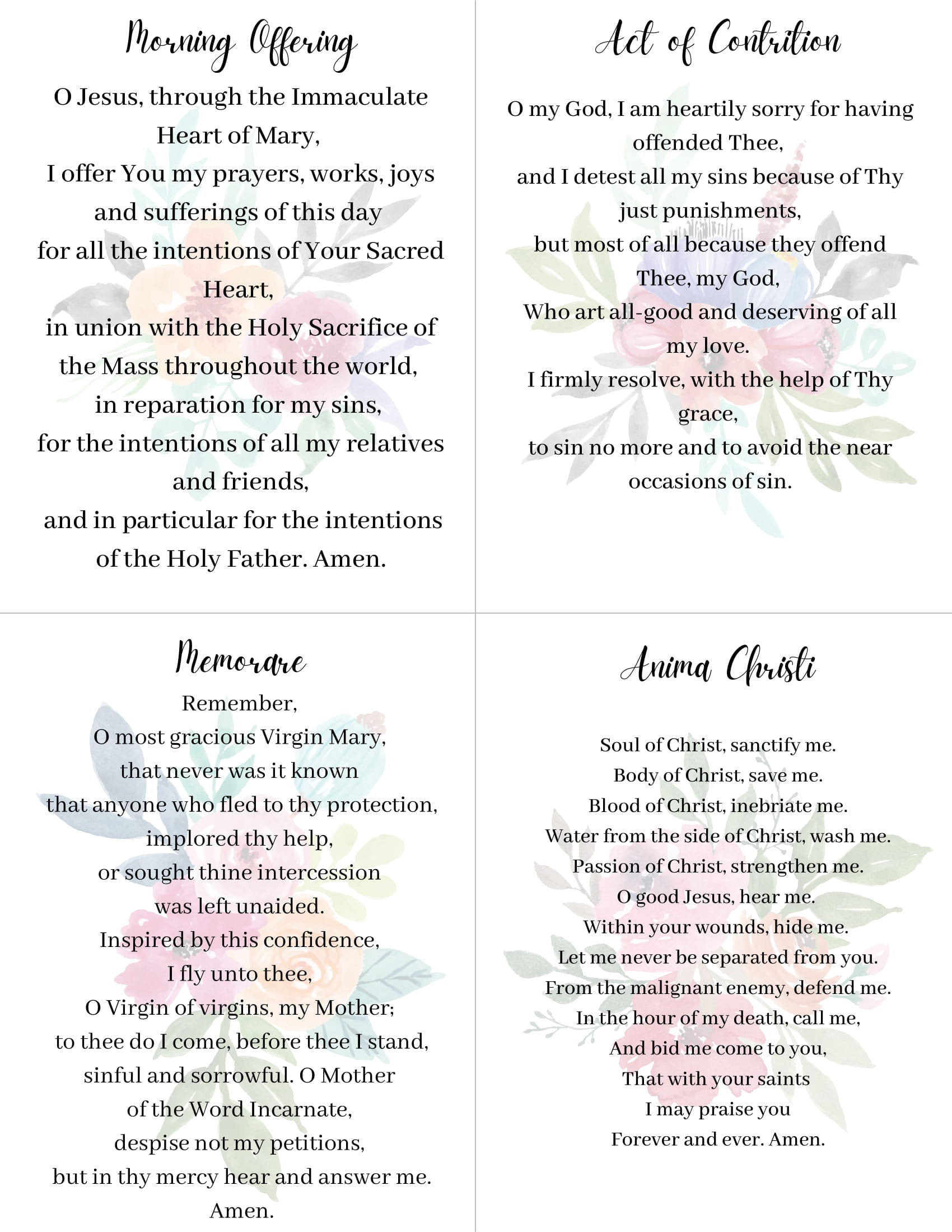 10 Basic Catholic Prayers Printable