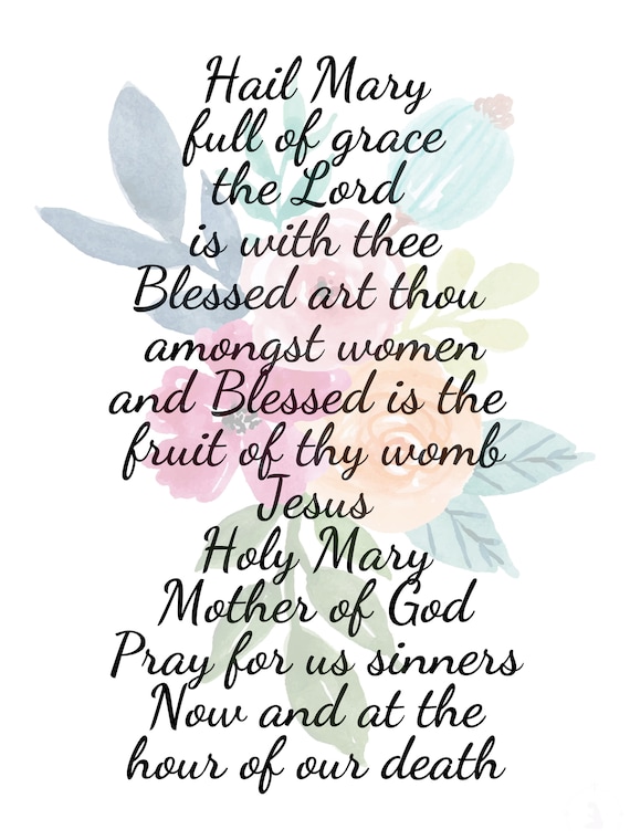 Hail Mary Printable PDF 3 Different Versions | Etsy