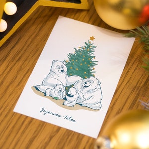 Carte postale de Noël "Famille Ours"