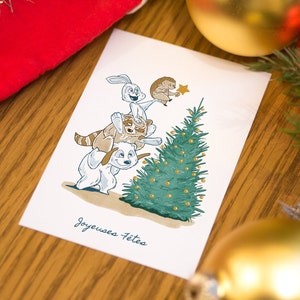 Carte postale de Noël "La touche finale"