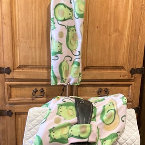 English saddle cover & bridle bag **Avocado Kitties* MATCHING SET!