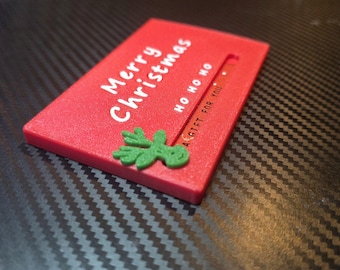 Christmas Gift Card Holder | 3D Printed Sliding Gift Card Box, Merry Christmas Money Holder, Stocking Stuffer