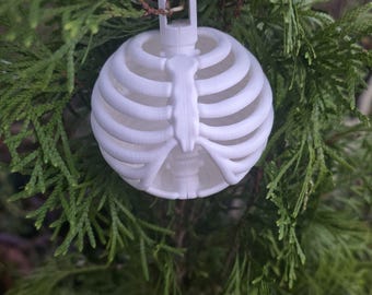 Skeleton Ribcage Ornament | 3D Printed Rib Cage Bauble, Gothic Christmas Ornament, Creepmas Decor