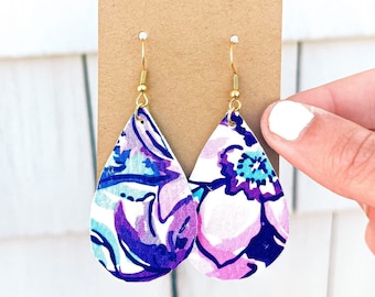 Floral Lilly inspired dangle earrings gold hypoallergenic hooks