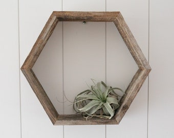 Barnwood Hexagon Shelves