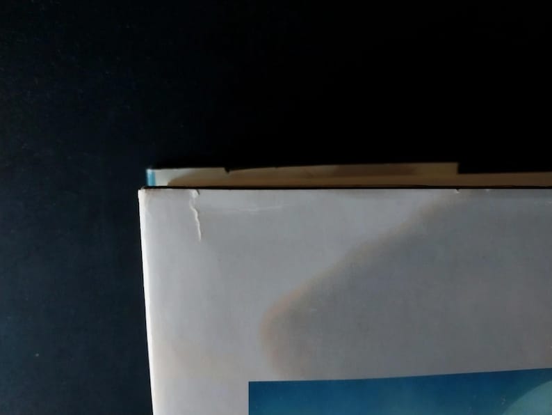 Puede incluir: Una secci&oacute;n de una superficie clara, posiblemente impresa, con un dise&ntilde;o azul y blanco en la parte inferior. El borde superior tiene un elemento de madera o cart&oacute;n. El fondo es oscuro.