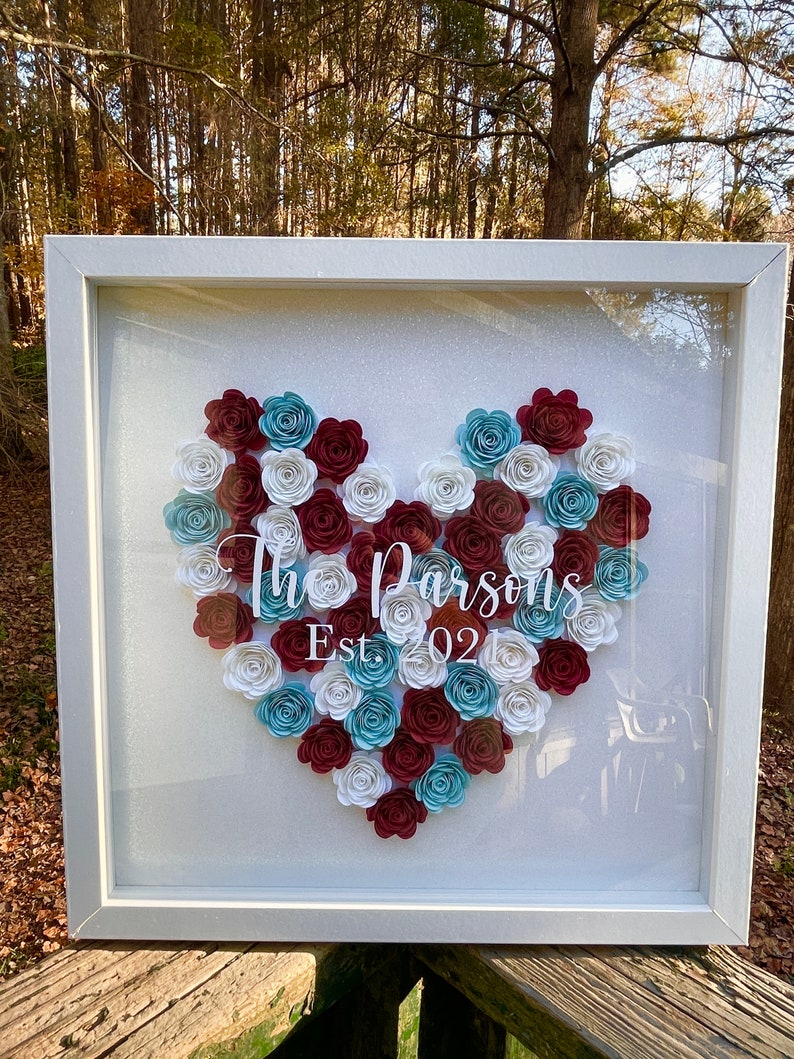 Wedding Shadow Box Flower Shadow Box Anniversary Gift Etsy