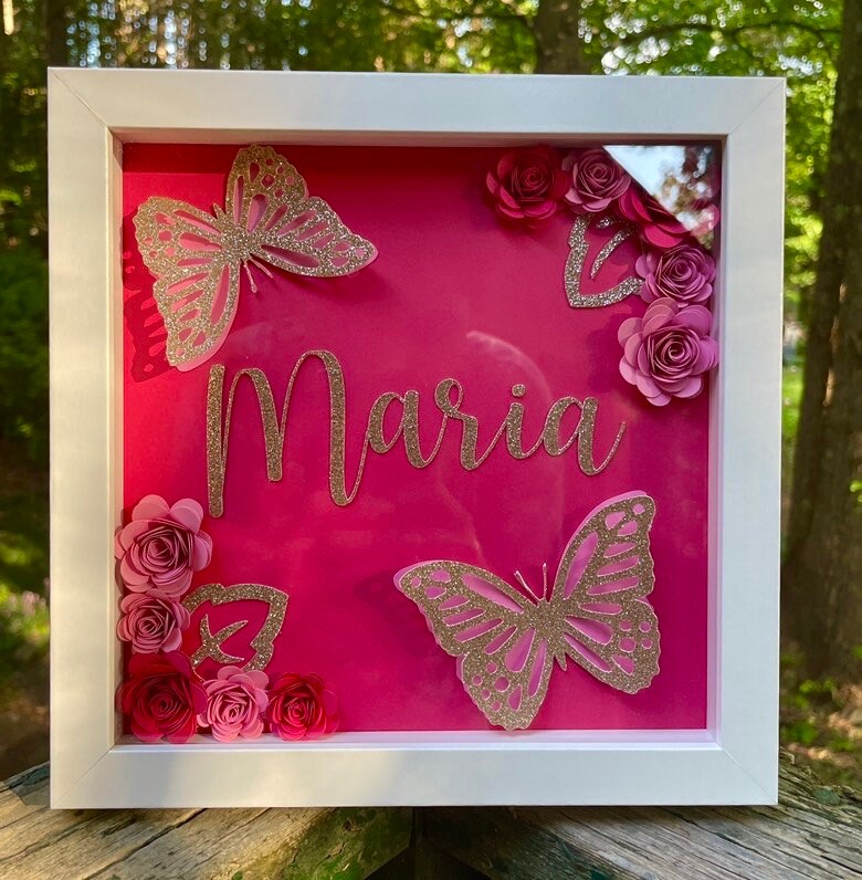 Butterfly Shadow Box Custom Paper Flower Box Butterfly Etsy