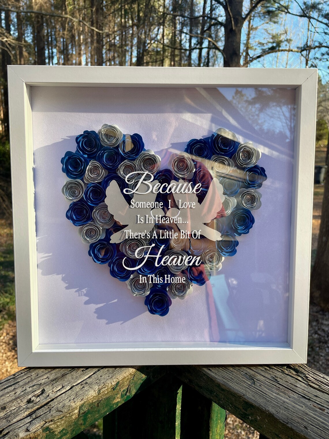 Memorial Shadow Box, in Loving Memory Gift, Flower Shadow Box, 12x12