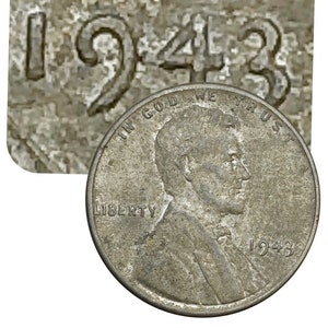 1943 Steel Penny DDO/DDR Lincoln Wheat Cent Doubled Die