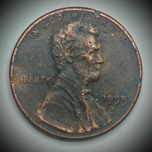 Amazing 1995 D Lincoln Penny Error! Super Dark Planchet & Rim Issues!