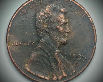 Amazing 1995 D Lincoln Penny Error! Super Dark Planchet & Rim Issues!
