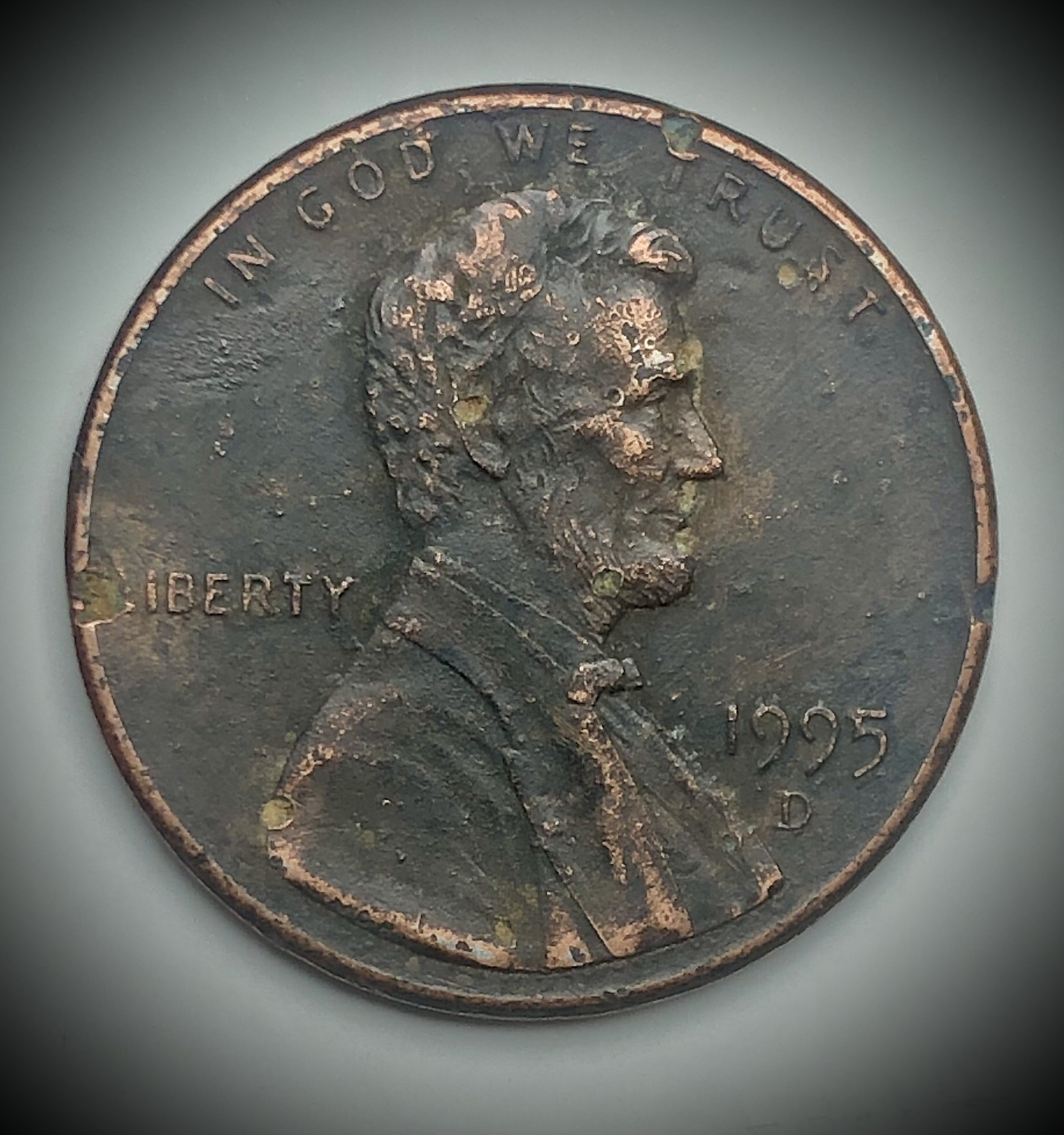 Amazing 1995 D Lincoln Penny Error! Super Dark Planchet & Rim