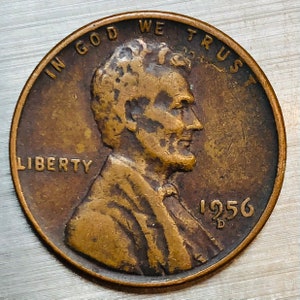 1956 D RPM Lincoln Wheat Penny with Unique Dark Toning and Extra Thickness