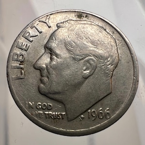 1966 Roosevelt Dime Off Centered with Extra Thick Doubled Areas!