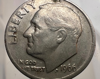 1966 Roosevelt Dime Off Centered with Extra Thick Doubled Areas!