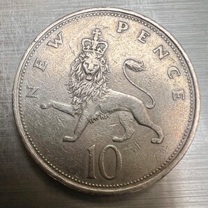 1969 10 New Pence - Elizabeth II 2nd Portrait Crowned Lion Coin KM# 912