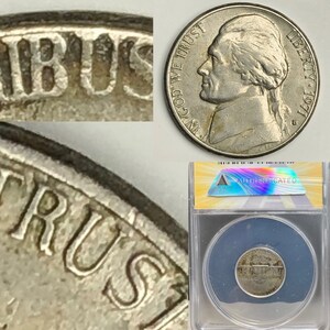 1971 D Jefferson Nickel with Rim Oddity ANACS Certified