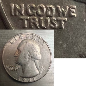 1981 D Washington Quarter Off Centered with Fat Motto and Mintmark