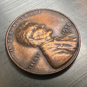 1958 D Lincoln Penny Filled B with Beautiful Unique Toning!
