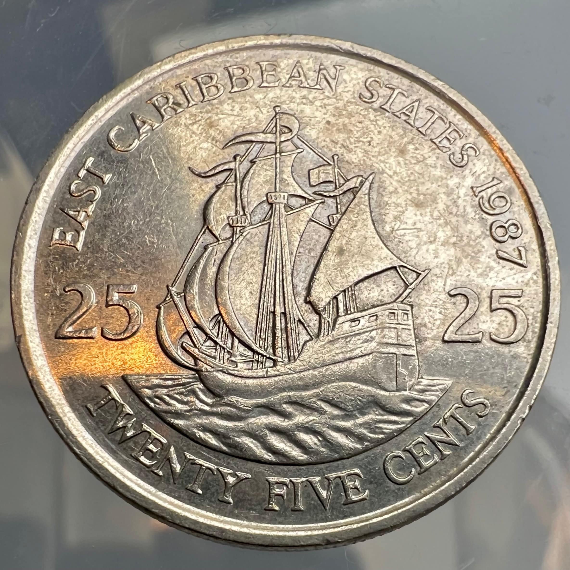 1987 East Caribbean States 25 Cent Coin Queen Elizabeth the Second