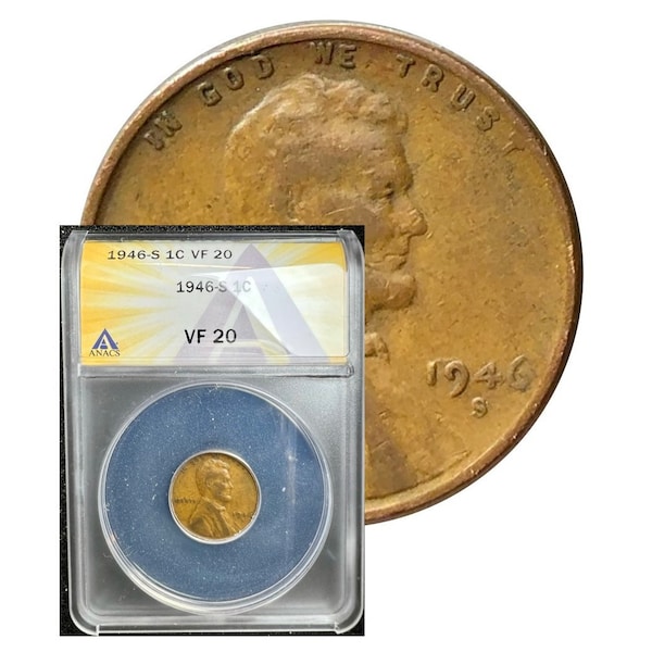 1946 S Lincoln Wheat Cent Penny Yellow Color ANACS Certified