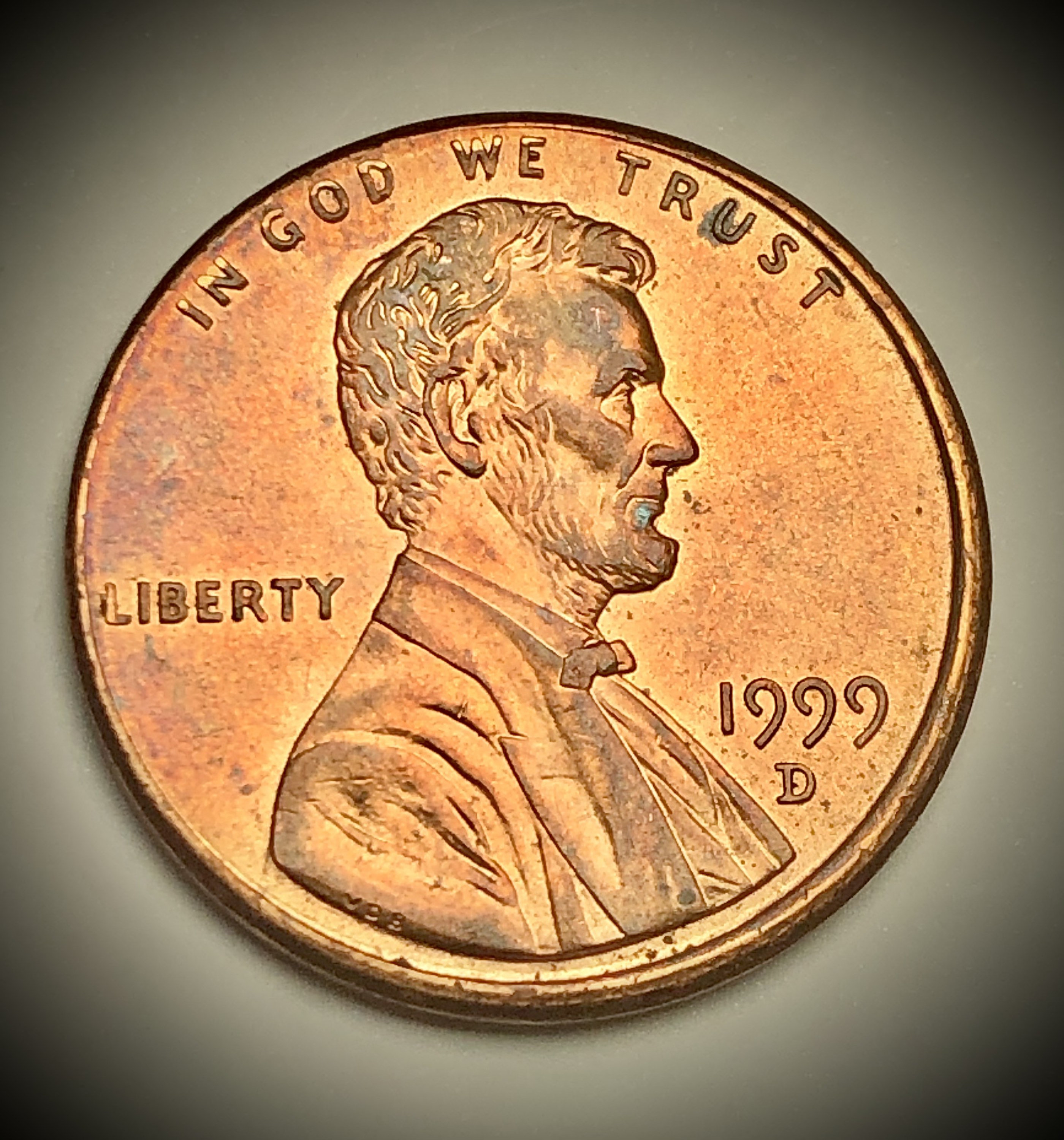 1999 D Misaligned Obverse Die Lincoln Penny W/ Doubled Earlobe +