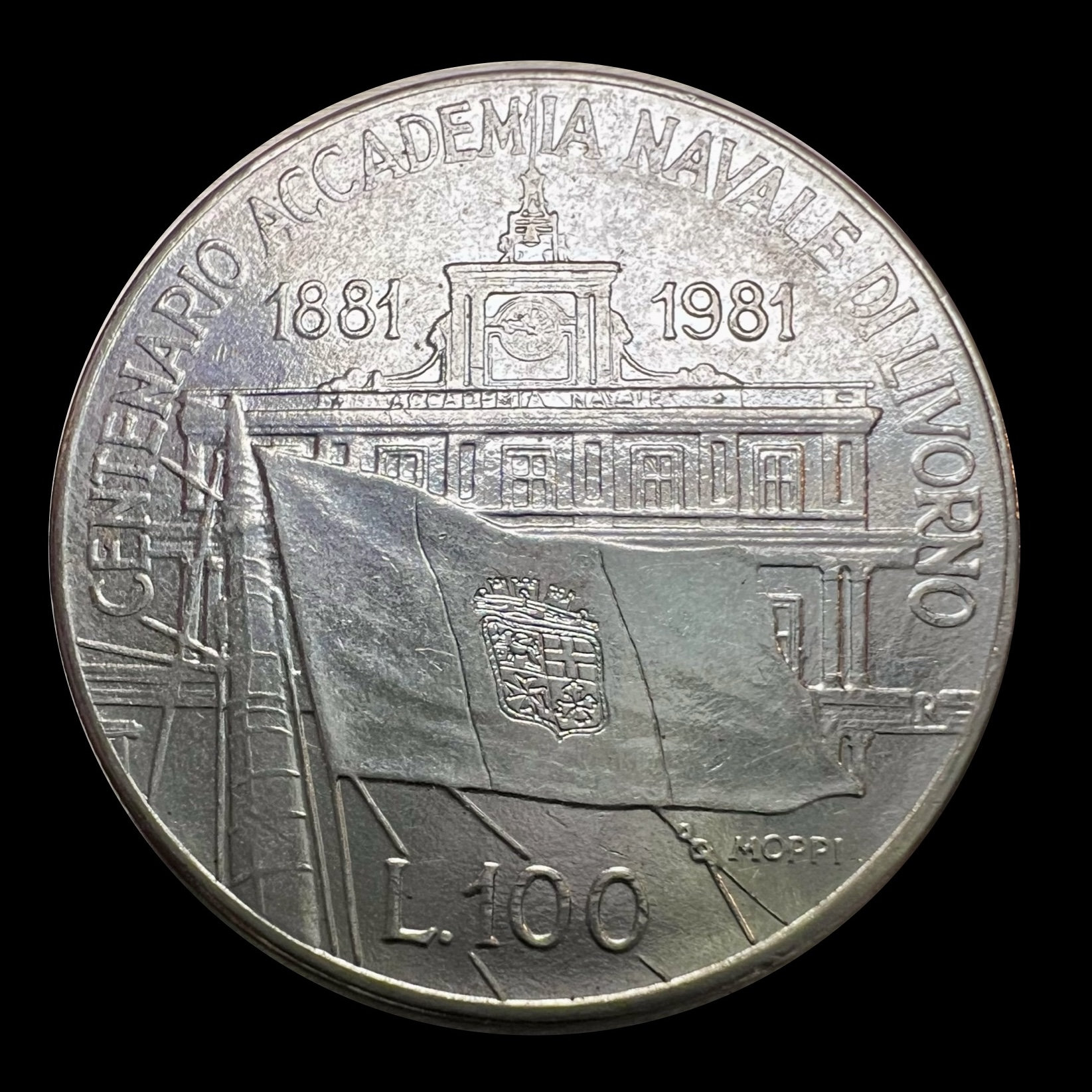 1981 R 100 Lire Commemorative Issue Livorno Naval Academy