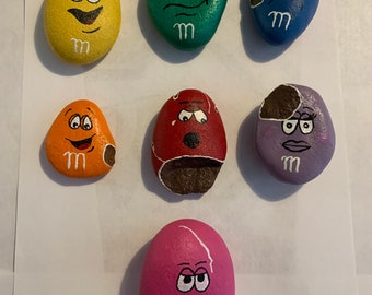 Handmade M&M painted rocks