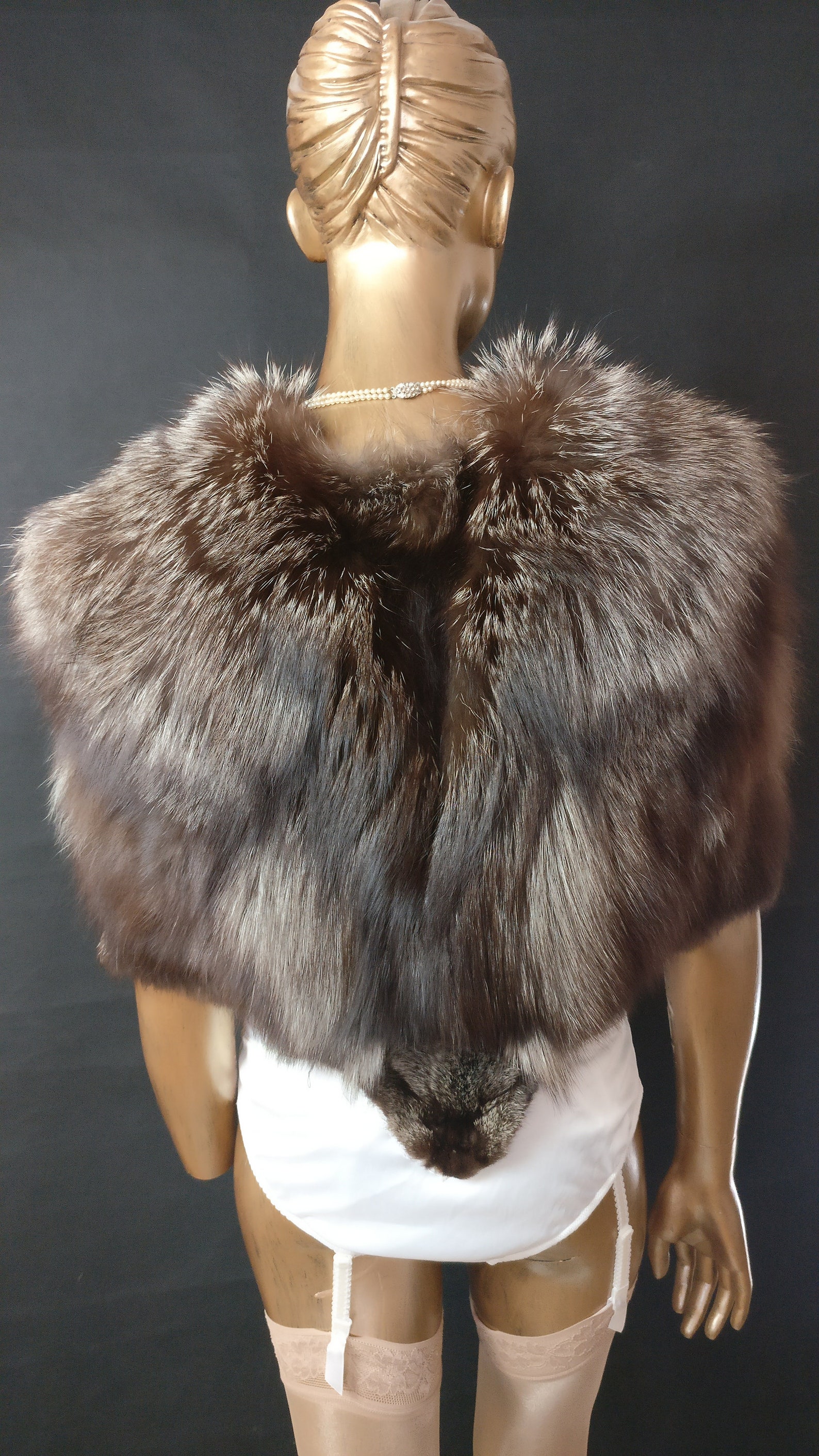 Vintage Silver Fox Fur Stole Taille 14 Etsy