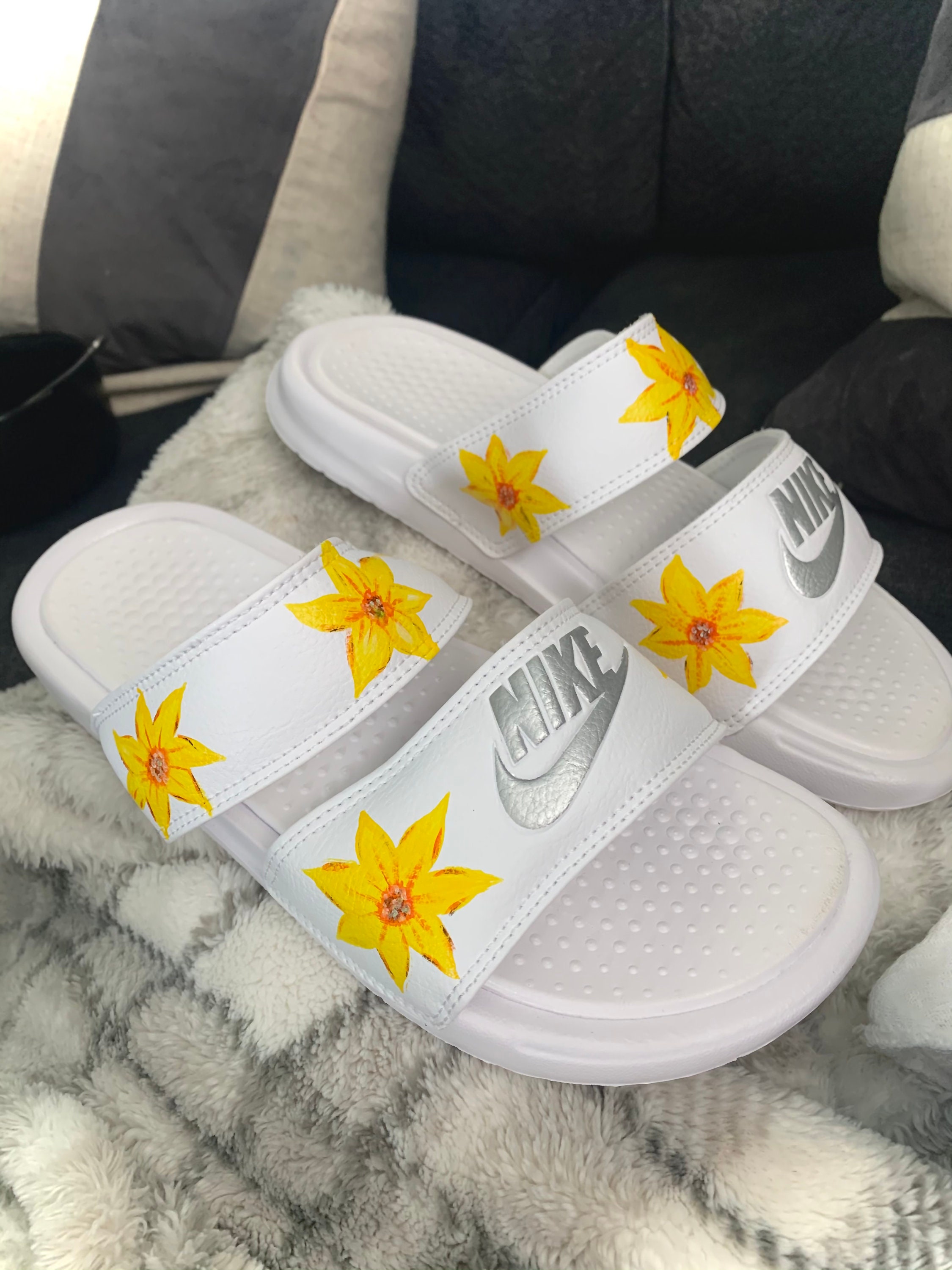 nike duo slides sunflower
