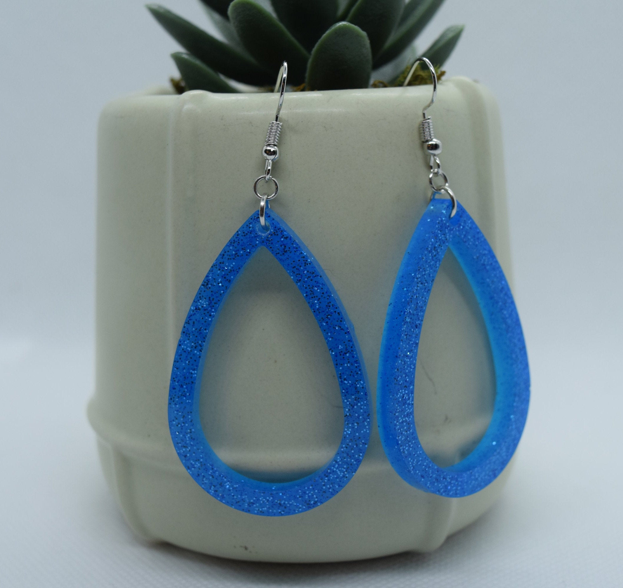 Teardrop Dangle Resin Earring Etsy UK