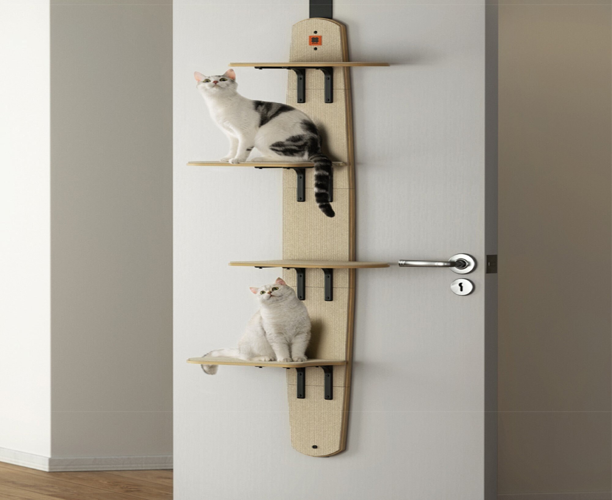 Door mounted top cat tree