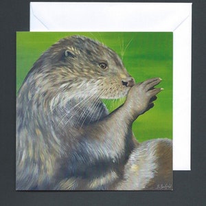 Biglietto di auguri della lontra / Biglietto di auguri vuoto / Arte della lontra / Pittura animale / Arte animale originale / Carta della fauna selvatica / Carta di beneficenza