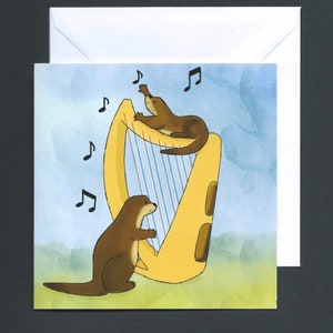 Tarjeta de felicitación de nutria / Tarjeta de arte de nutria / Arte de vida silvestre / Tarjeta de felicitación en blanco / Arte animal original / Tarjeta de caridad