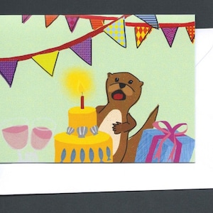 Tarjeta de cumpleaños de nutria / Tarjeta de felicitación de nutria / Tarjeta de cumpleaños de animales / Arte de animales salvajes / Tarjeta de caridad