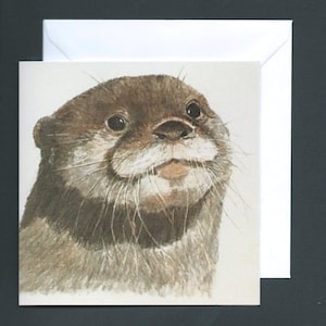Cartão de cumprimentos da lontra | animal cartão comemorativo | Arte de animais selvagens | cartão de cumprimentos vazio | Arte da Vida Selvagem | Cartão de caridade