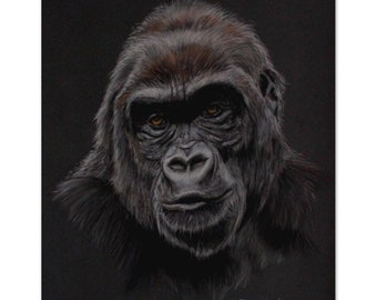 Gorilla Poster | Gorilla Art | 8x10" Poster | Animal Poster | Animal Art | Wildlife poster | Wildlife Art | Gorilla Drawing | Animal Picture