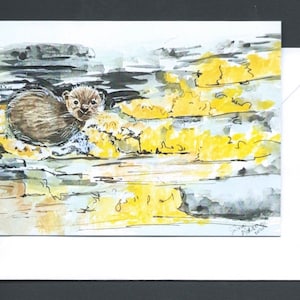 Tarjeta de felicitación de nutria / Tarjeta en blanco / Obras de arte de animales / Tarjeta de felicitación de vida silvestre / Arte de nutria nadadora / Tarjeta de caridad