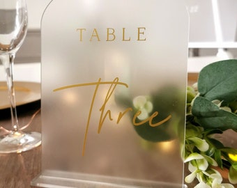 A5 Frosted Acrylic Table Numbers, Wedding Table Numbers, Gold