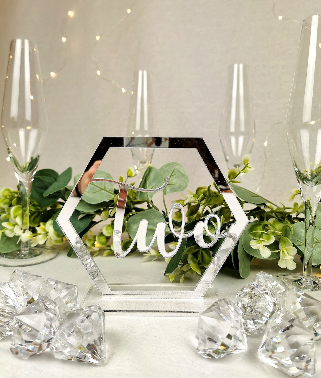 Mirrored Table Numbers Silver Mirror Table Numbers, Hexagon Acrylic Wedding Table Numbers ...
