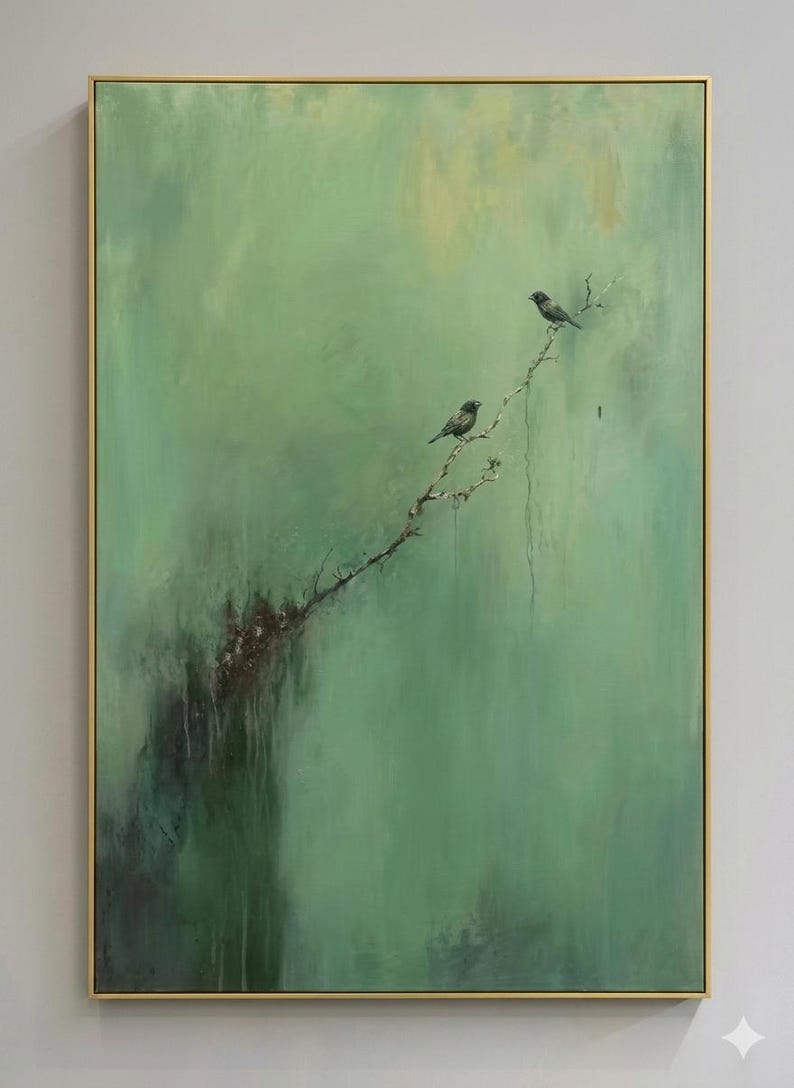 Original Oil Painting, Textured Green Canvas, Modern Nature Wall Art - Etsy
