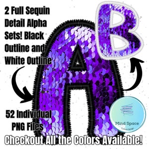 2 Faux geborduurde Alpha Sequin Glitter Alfabet Sets PNG Downloads Patch Alpha PAARS Grijs Sets ALLEEN Letters Zeemeermin